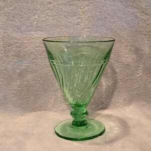 Vintage Duncan & Miller Spiral Flutes Green 8 oz.‎ Footed Water Tumbler